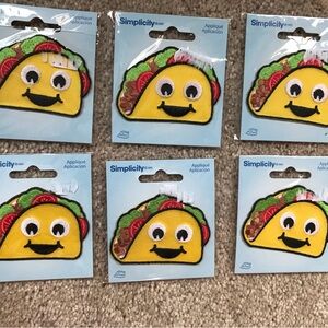 Simplicity Yellow Smiling Taco Iron-On Patches (Set of 6)